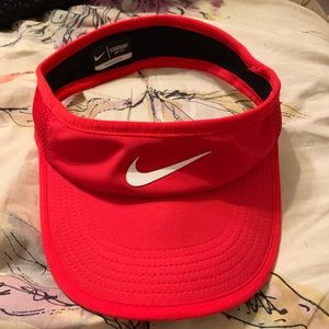 bright red Nike visor